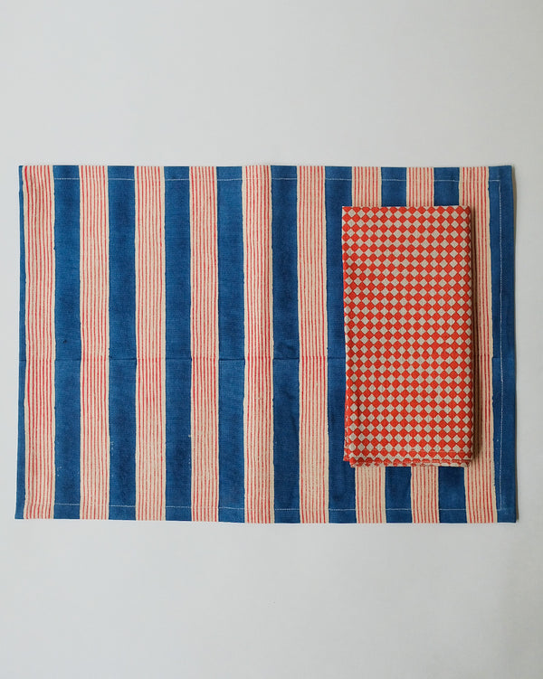 Rekha - Block-printed Table Napkins - Set of 4 (Rojo)