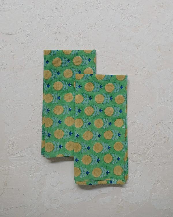Kesya - Block-printed Table Napkins - Set of 4 (Mint Green)
