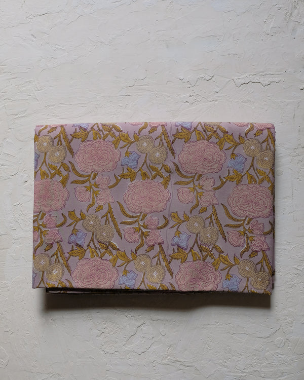 Nargis - Hand Block-printed Cotton Table Cloth (Faded Mauve)