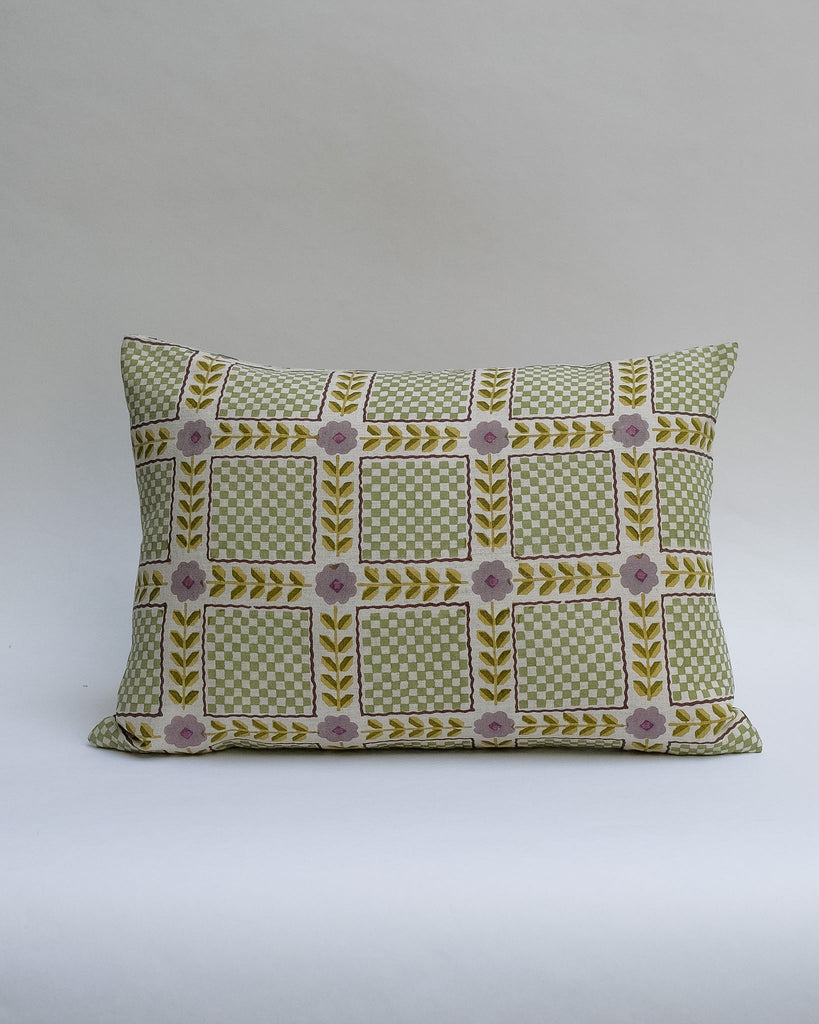 Mumtaz - Hand Block-printed Linen Pillowcase (Sage)