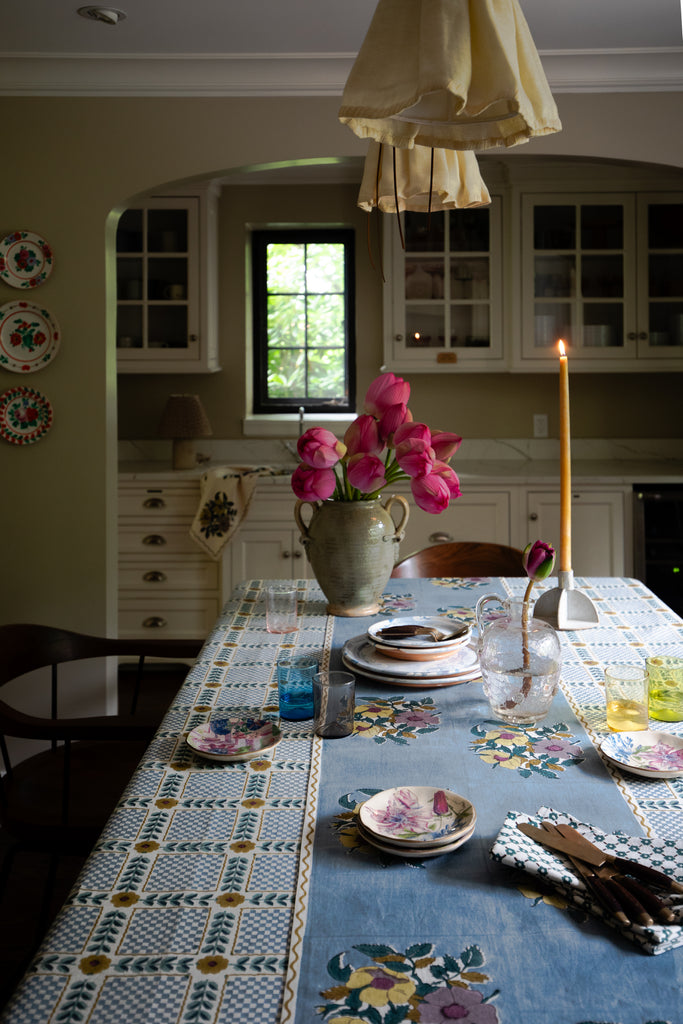 Dia - Block-printed Table Runner - Blue