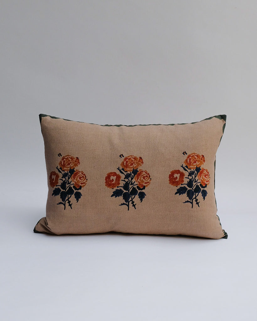 Pari - Hand Block-printed Linen Pillowcase