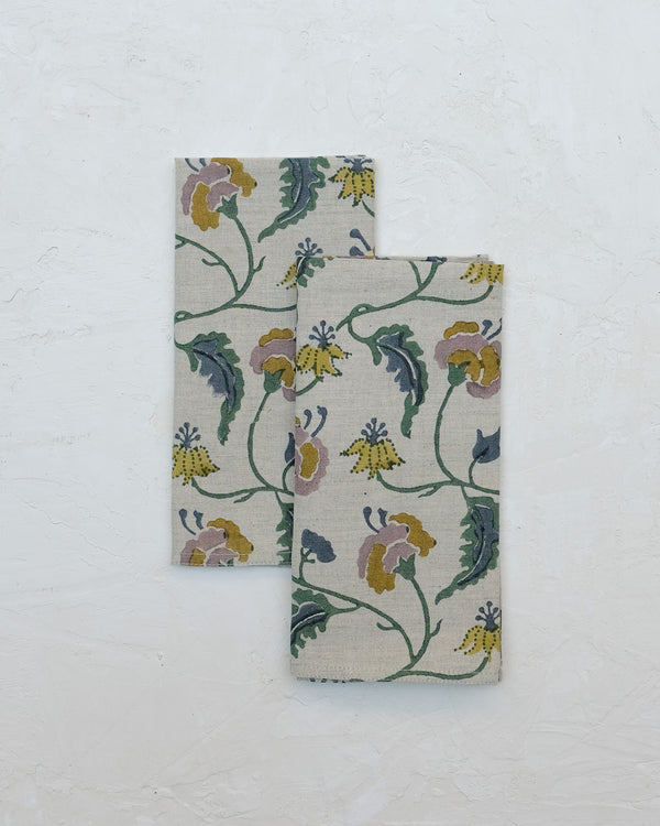 Dua - Block-printed Table Napkins - Set of 4 (Forest)