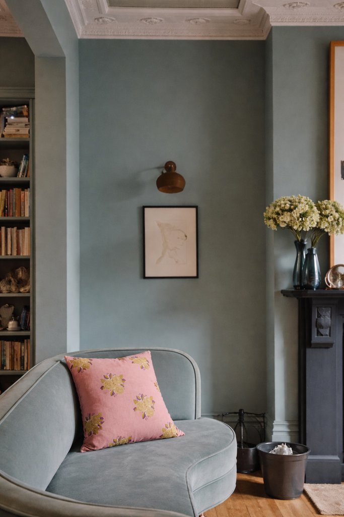 Sara - Hand Block-printed Linen Pillowcase (Grapefruit Pink)