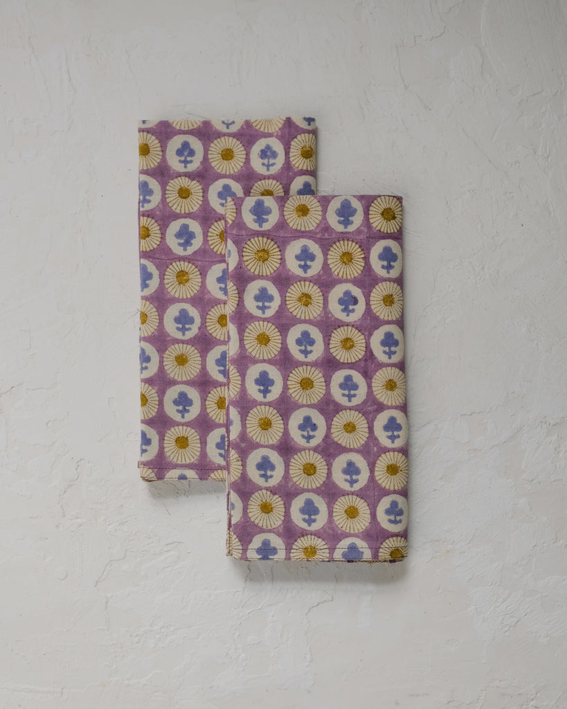 Gauri - Block-printed Table Napkins - Set of 4 (English Lavender)