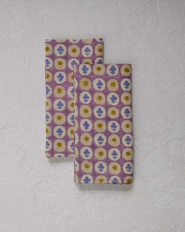 Gauri - Block-printed Table Napkins - Set of 4 (English Lavender)
