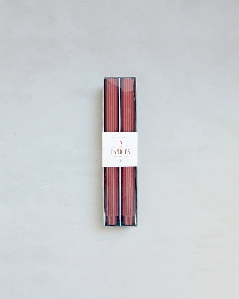 10" Fancy Taper Candles - Clay