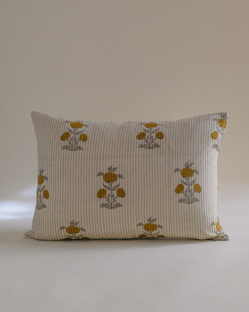 Sanvi - Hand Block-printed Linen Pillowcase (Pistachio) WP