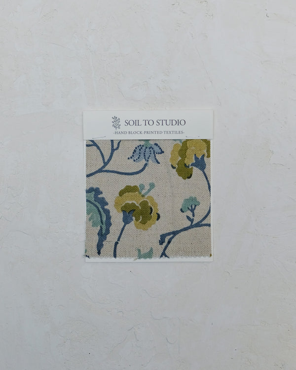 Dua (Blue) - Hand Block-printed Fabric - Heavy Weight