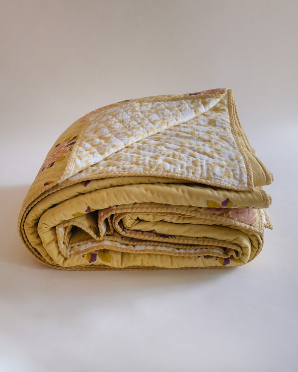 Sara - Hand Block-printed Reversible Quilt (Harvest)