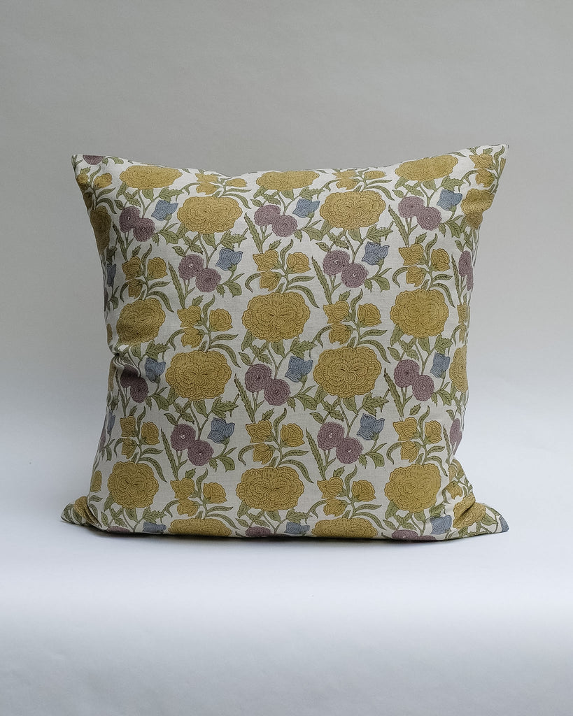 Nargis - Hand Block-printed Linen Pillowcase (Ochre)