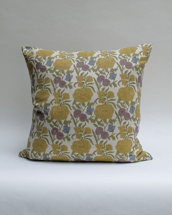 Nargis - Hand Block-printed Linen Pillowcase (Ochre)