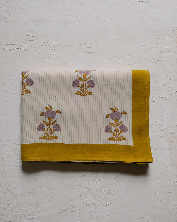 Sanvi - Hand Block-printed Cotton Table Cloth (English Lavender)