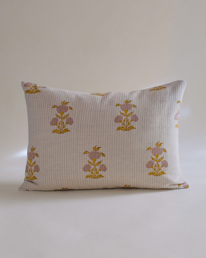 Sanvi - Hand Block-printed Linen Pillowcase (English Lavender) WP