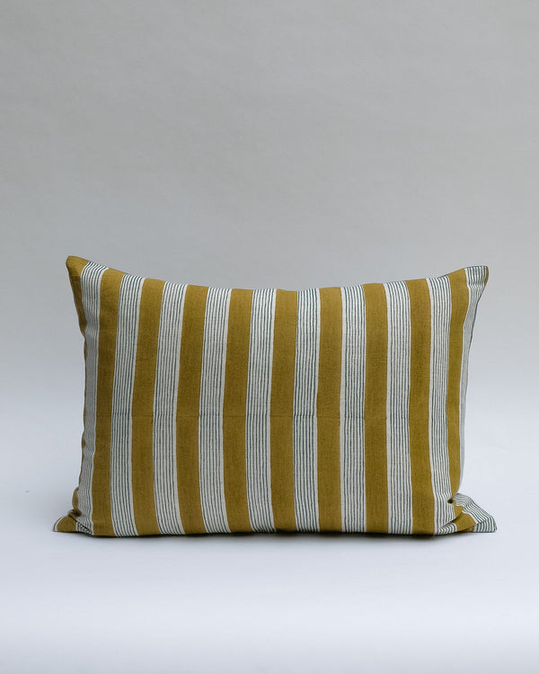 Dia - Hand Block-printed Linen Pillowcase (Blue)