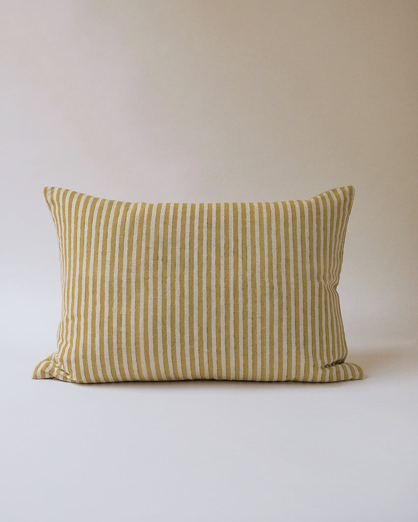 Veda - Hand Block-printed Linen Pillowcase (Striped)