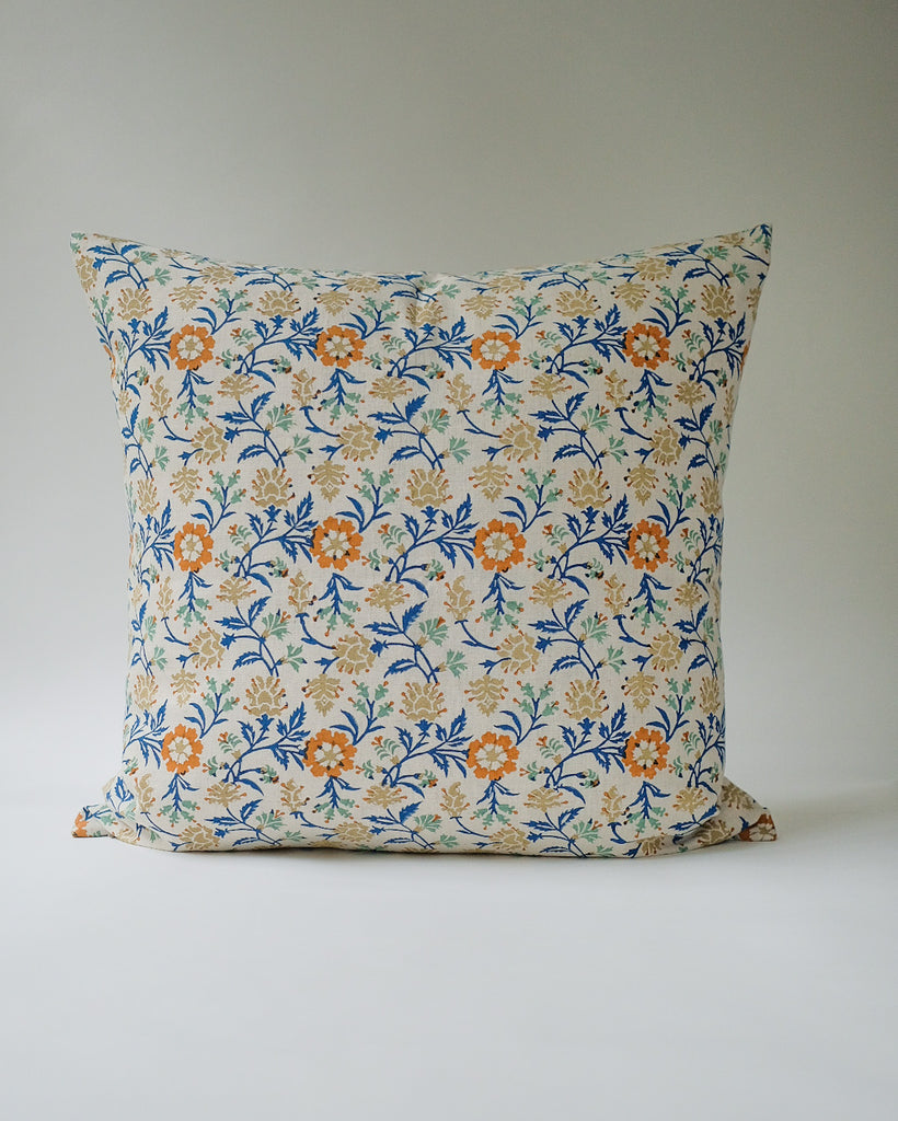 Priya - Hand Block-printed Linen Pillowcase (Ink Blue)