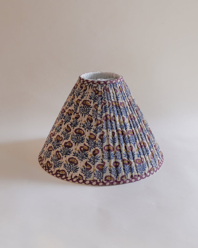 Rumi - Hand Block-printed Pleated Lampshade (Plum)