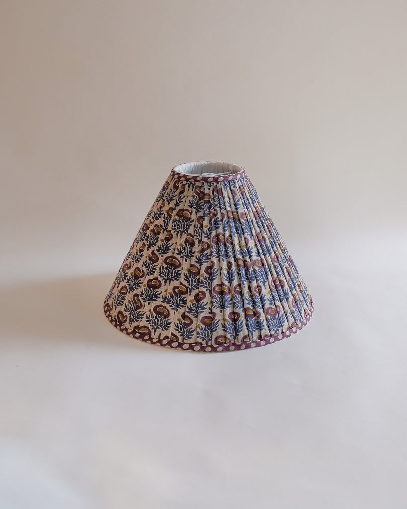 Rumi - Hand Block-printed Pleated Lampshade (Plum) WP