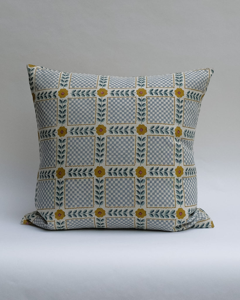 Mumtaz - Hand Block-printed Linen Pillowcase (Blue)