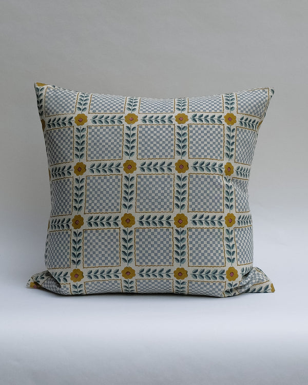 Mumtaz - Hand Block-printed Linen Pillowcase (Blue)