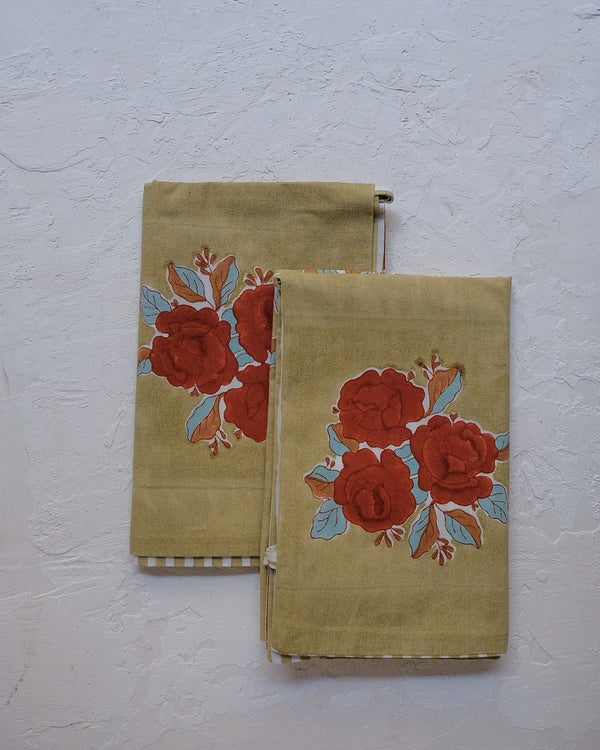 Sara - Hand Block-printed Cotton Sham - Set of 2 (Khaki Sage)
