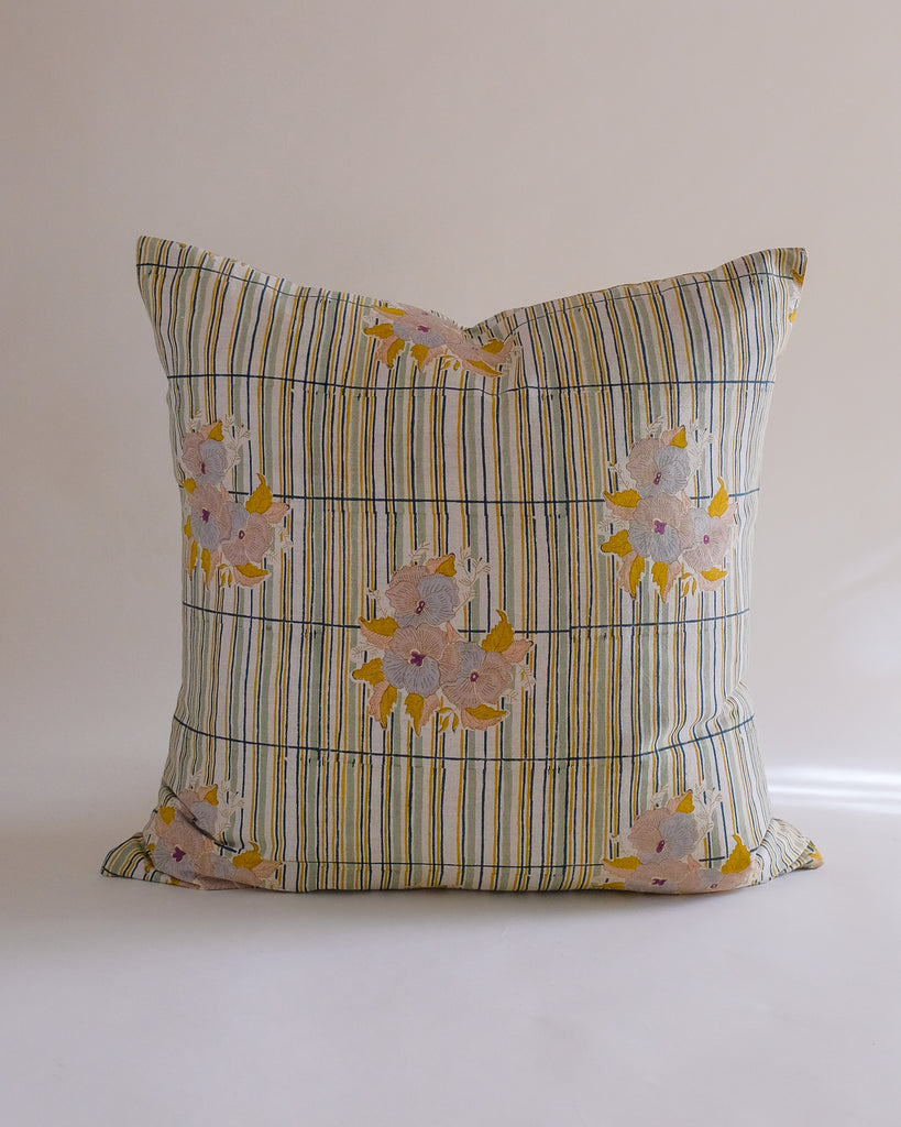 Rama - Hand Block-printed Linen Pillowcase (Pistachio) WP