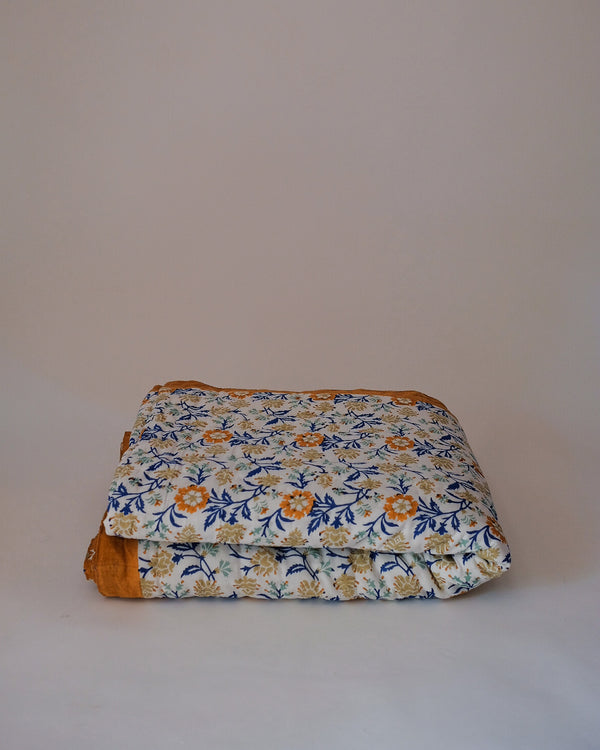 Shama - Hand Block-printed Reversible Quilt (Yam)