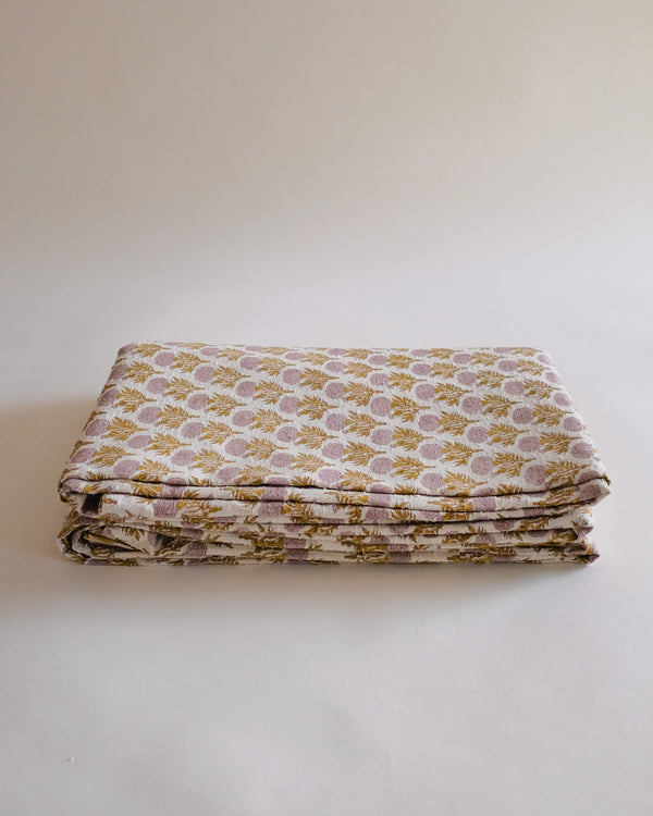 Sonya - Hand Block-printed Reversible Duvet Cover (Olive) - WP