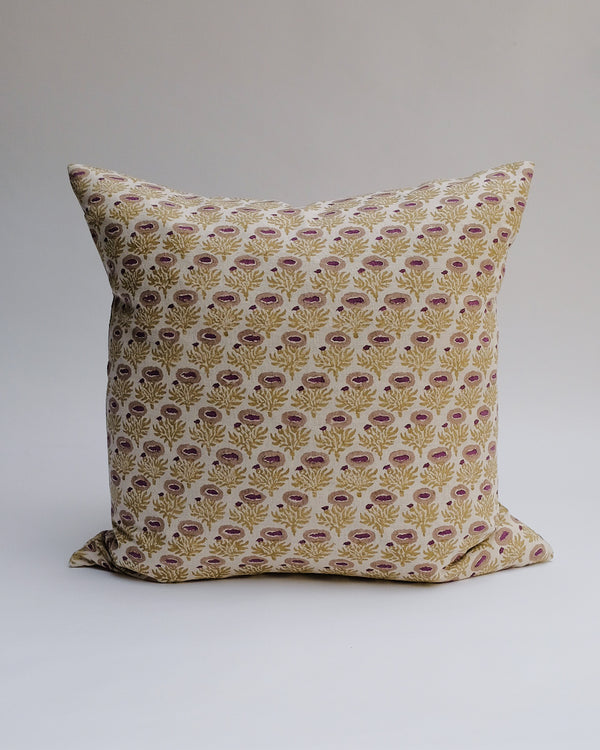 Rumi - Hand Block-printed Linen Pillowcase (Plum)