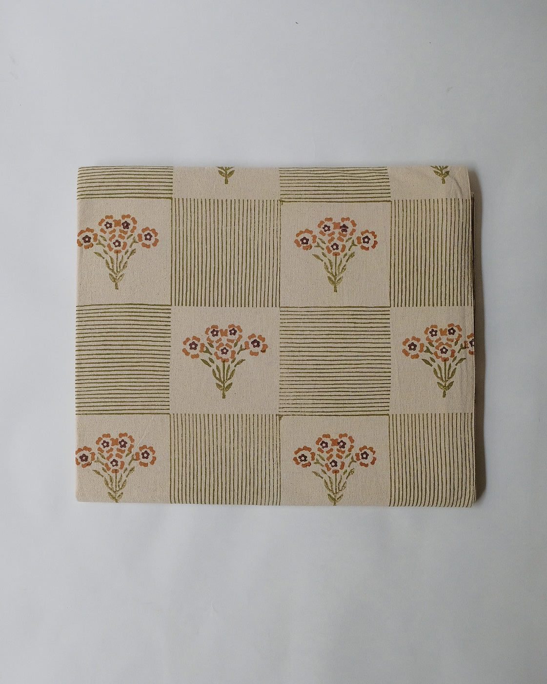 Shreya - Hand Block-printed Cotton Table Cloth (Olive)