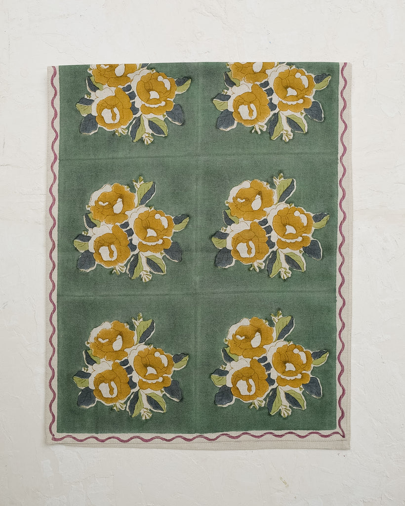 Sara - Block-printed Table Runner - Forest - Preorder