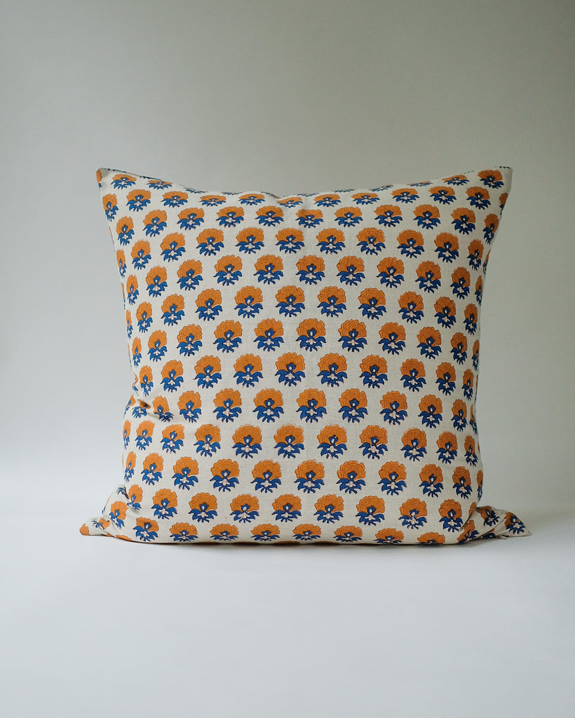 Veda - Hand Block-printed Linen Pillowcase (Ink Blue)