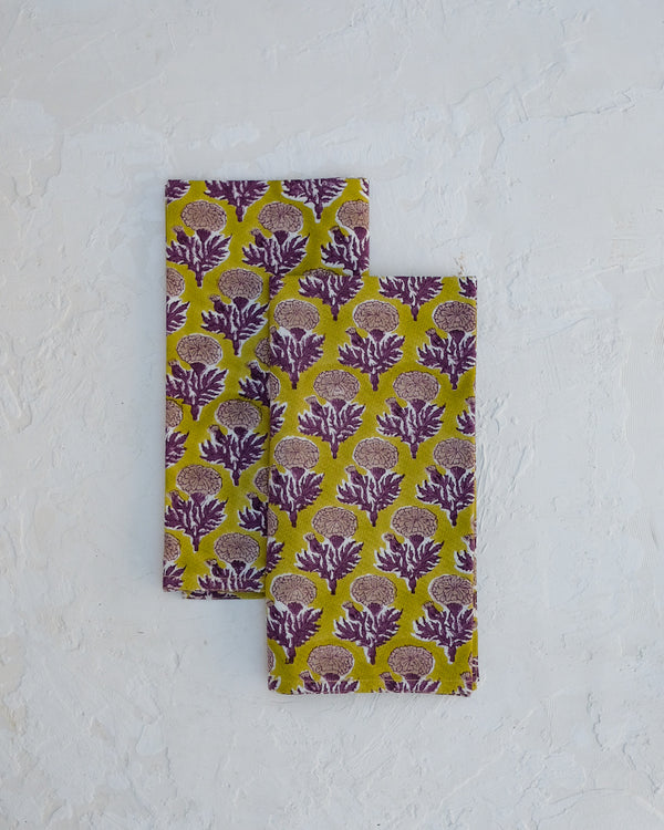 Sonya - Block-printed Table Napkins - Set of 4 (Plum)