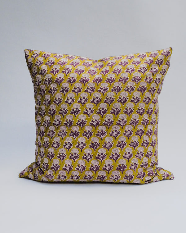 Sonya - Hand Block-printed Linen Pillowcase (Plum)