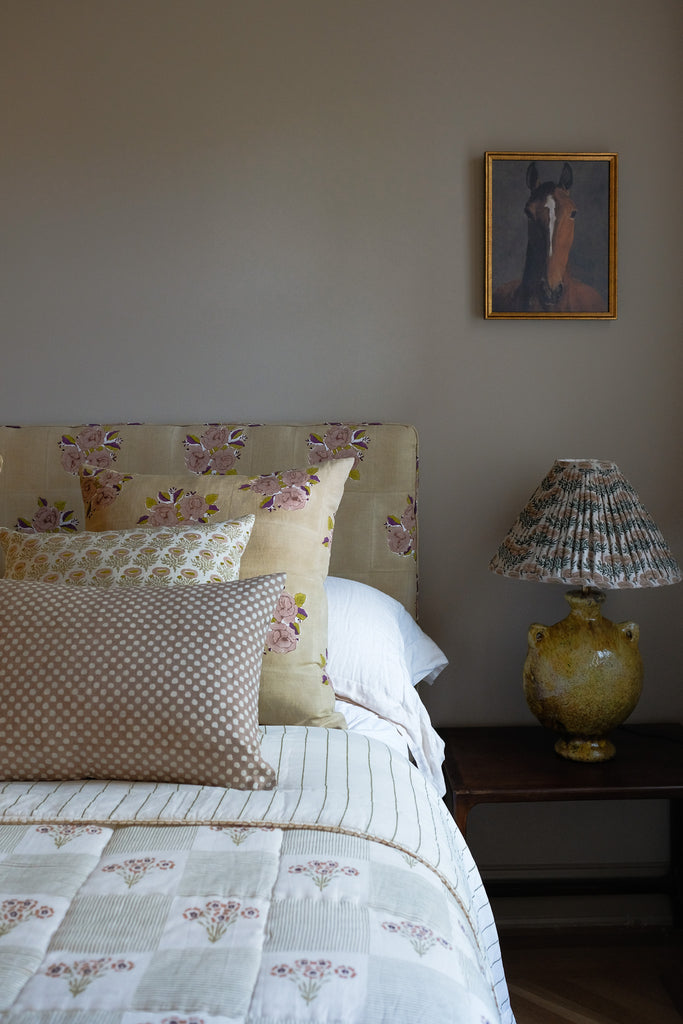 Sara - Hand Block-printed Linen Pillowcase (Harvest)