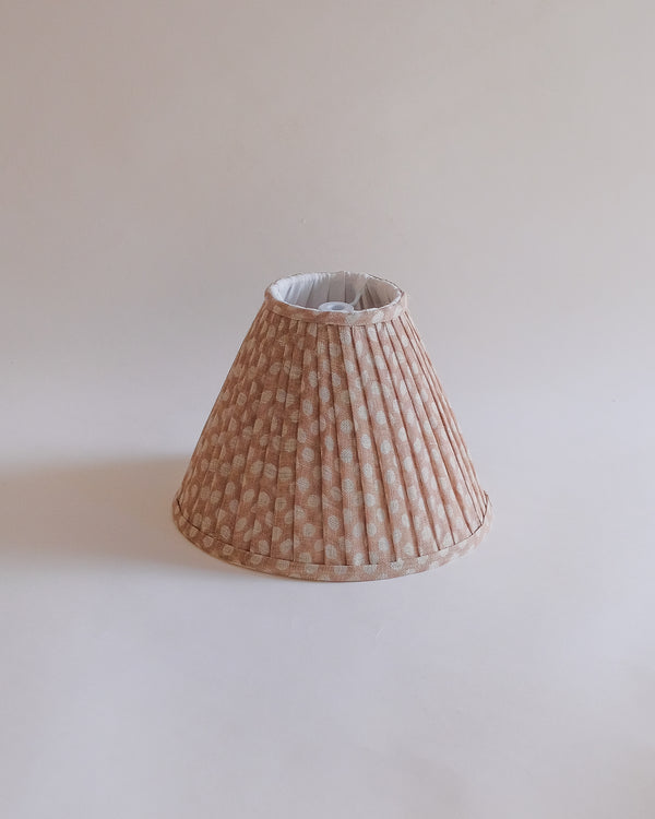 Syra - Hand Block-printed Pleated Lampshade (Rosewater)