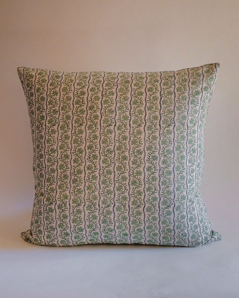 Vipin - Hand Block-printed Linen Pillowcase (Sage)