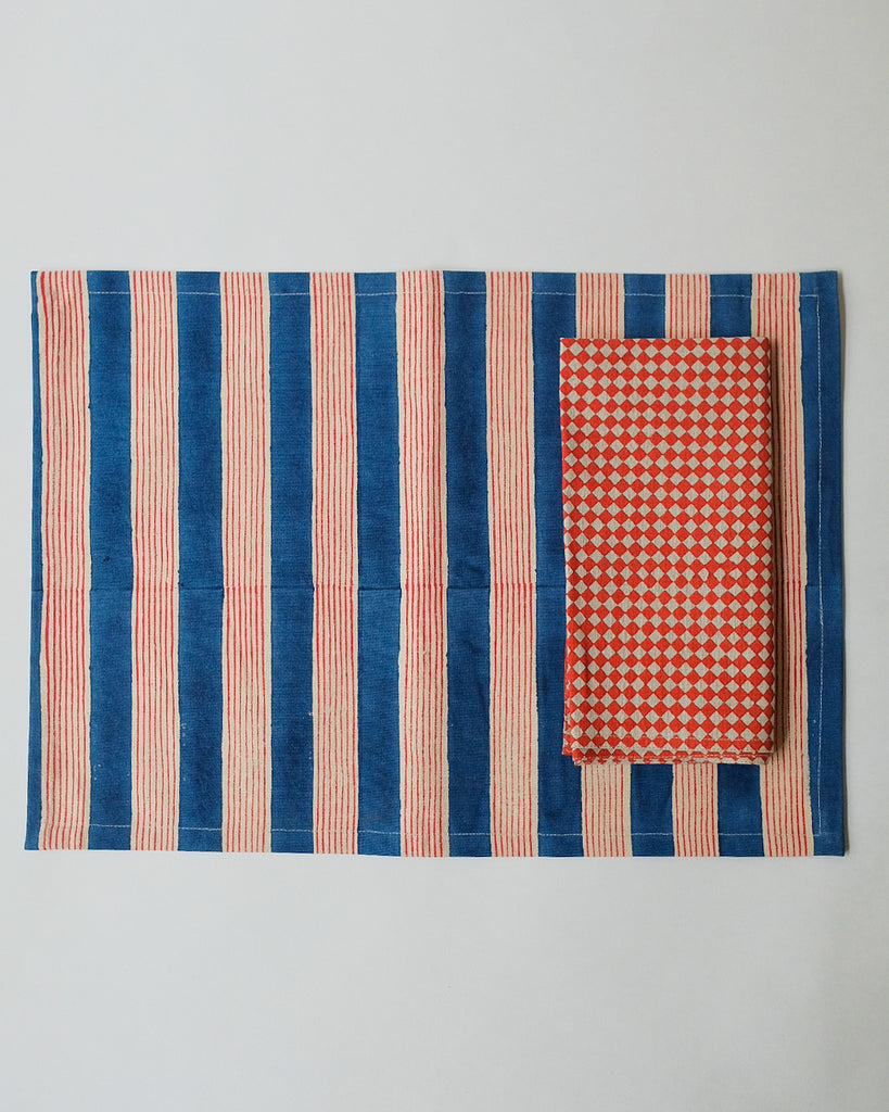 Rekha - Block-printed Table Napkins - Set of 4 (Rojo)