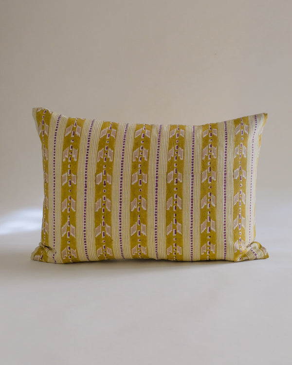 Kaveri - Hand Block-printed Linen Pillowcase (Olive) WP
