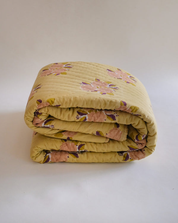 Sara - Hand Block-printed Reversible Quilt (Harvest)