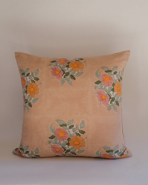 Dia - Hand Block-printed Linen Pillowcase (Café au lait)