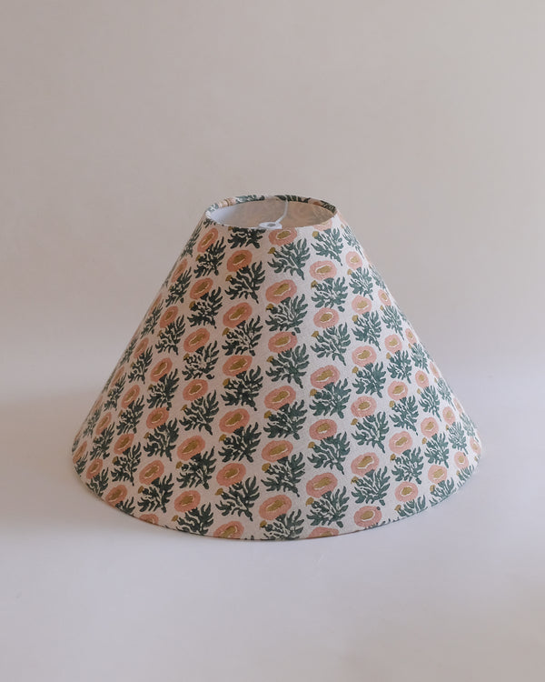 Rumi - Hand Block-printed Hardback Lampshade (Fern)