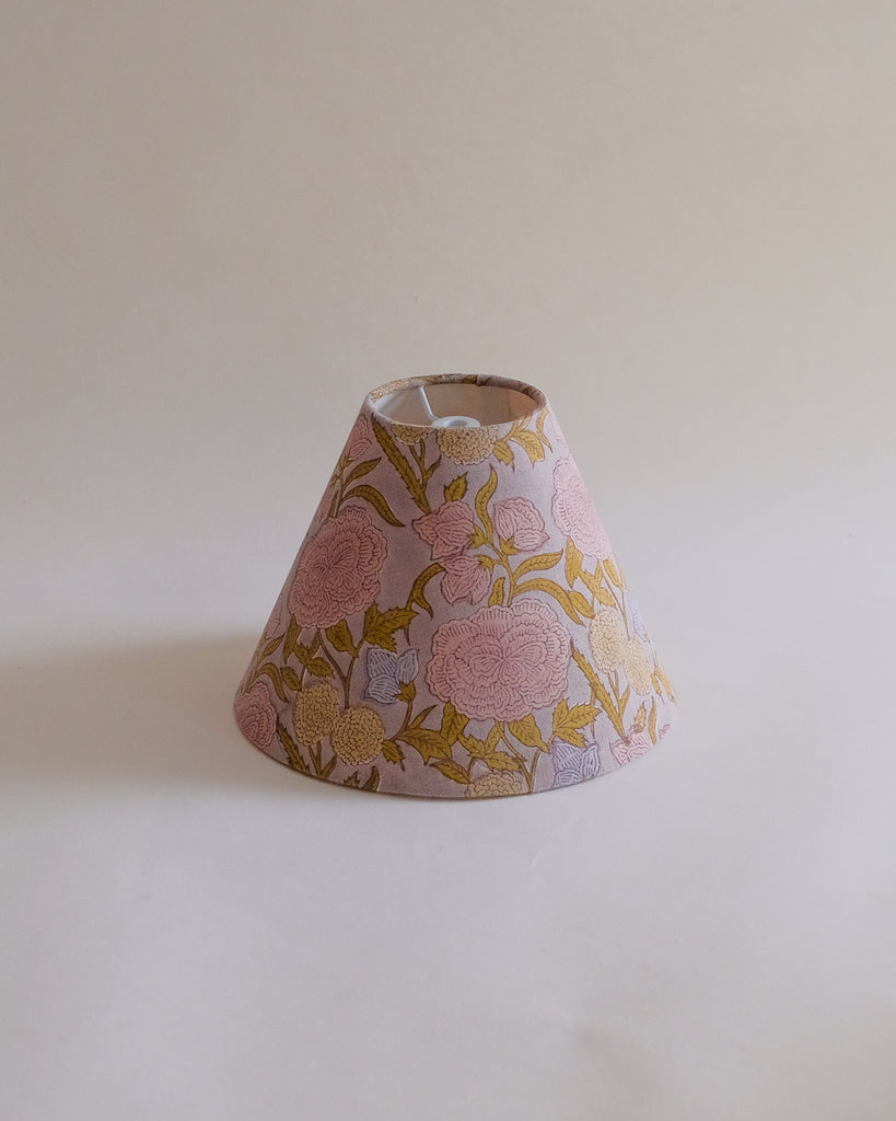 Nargis - Hand Block-printed Hardback Lampshade (Faded Mauve)