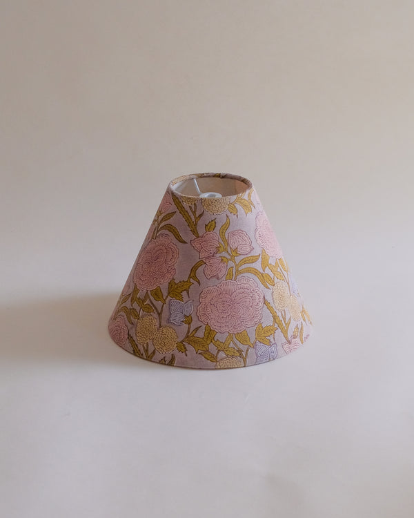 Nargis - Hand Block-printed Hardback Lampshade (Faded Mauve)