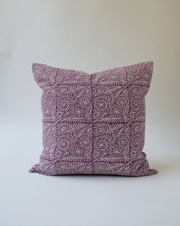Madhu - Hand Block-printed Linen Pillowcase (Aubergine)