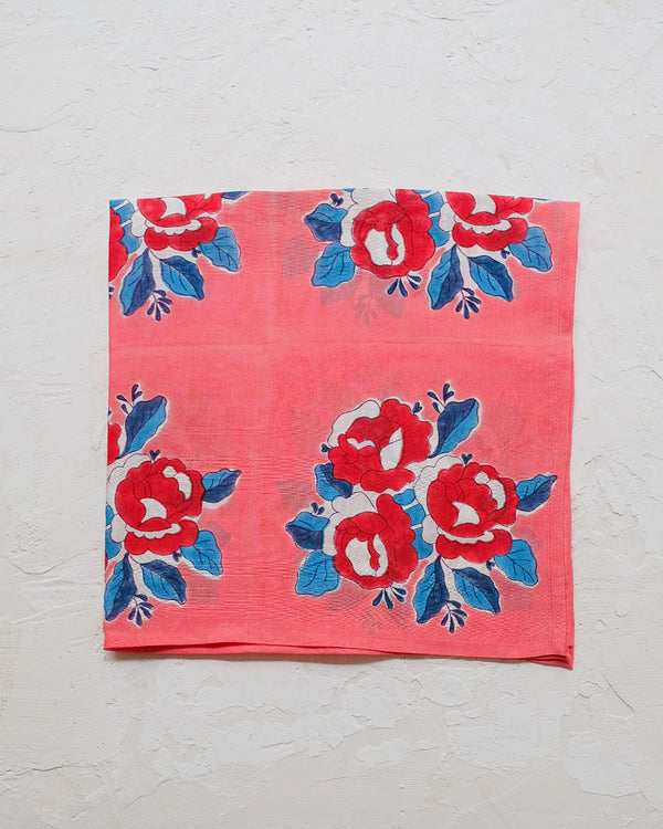 Sara - Block-printed Silk Bandana (Bubblegum Pink)