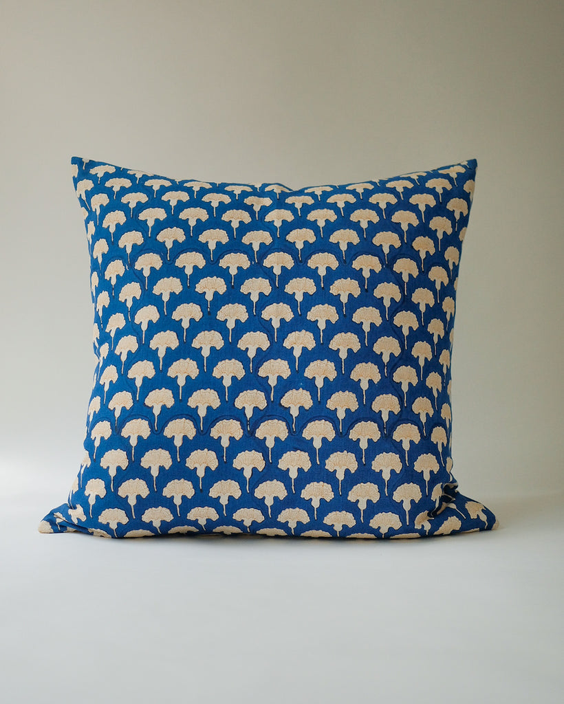 Seema - Hand Block-printed Linen Pillowcase (Ink Blue)