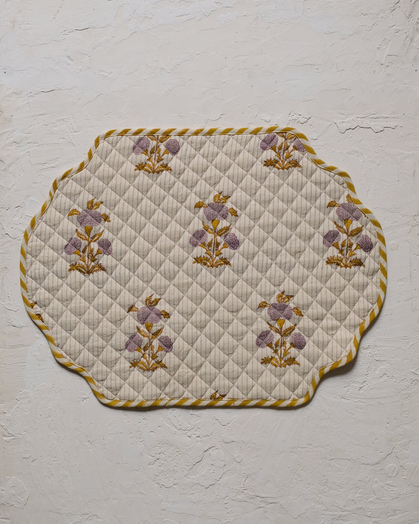 Sanvi - Hand Block-printed , Quilted and Reversible Placemat - Set of 2