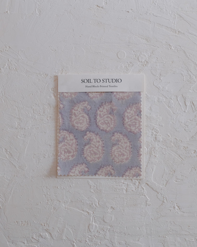 Asha (Faded Hydrangea Blue) - Hand Block-printed Fabric